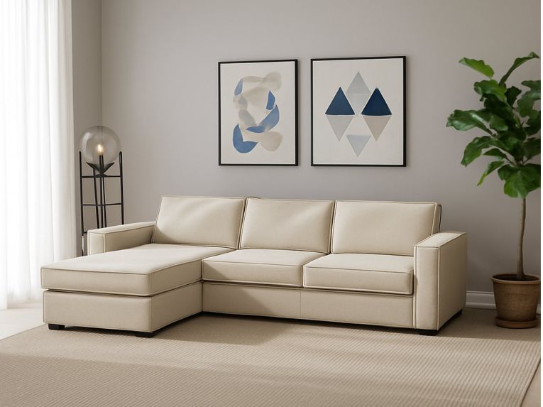 Divano con braccioli beige 280x95x90h cm - Anila