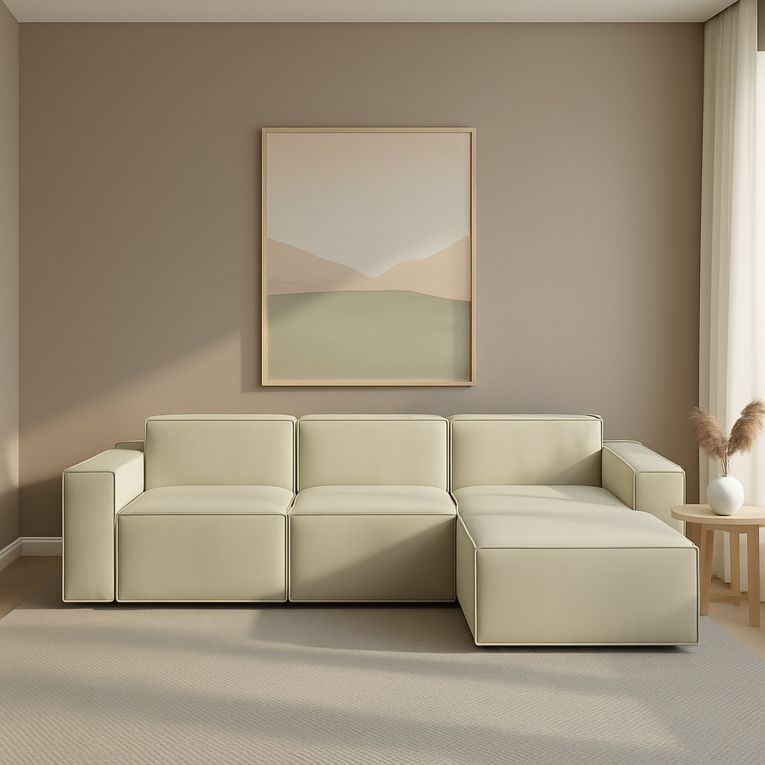 Divano con braccioli beige 300x170x70h cm - Ananas