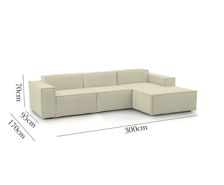 Divano con braccioli beige 300x170x70h cm - Ananas