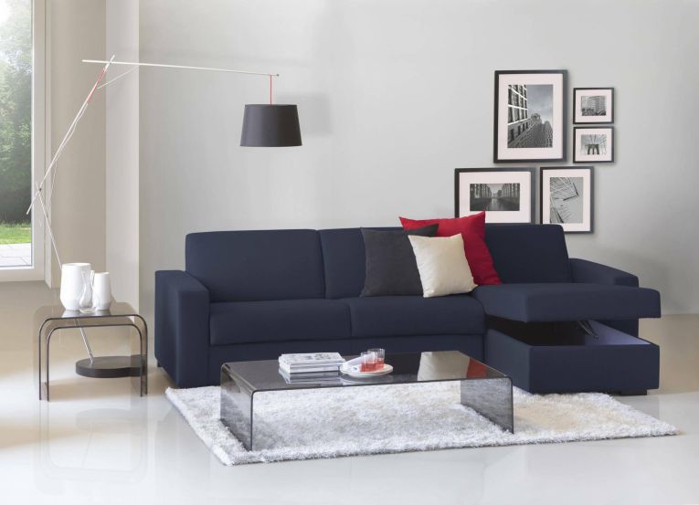 Divano con braccioli blu 260x95x90h cm - Azechiele