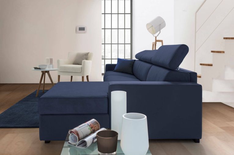 Divano con braccioli blu 280x95x85h cm - Ameno