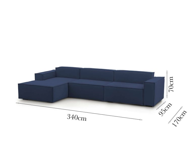 Divano con braccioli blu 340x170x70h cm - Atrillo