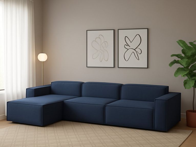 Divano con braccioli blu 340x170x70h cm - Atrillo
