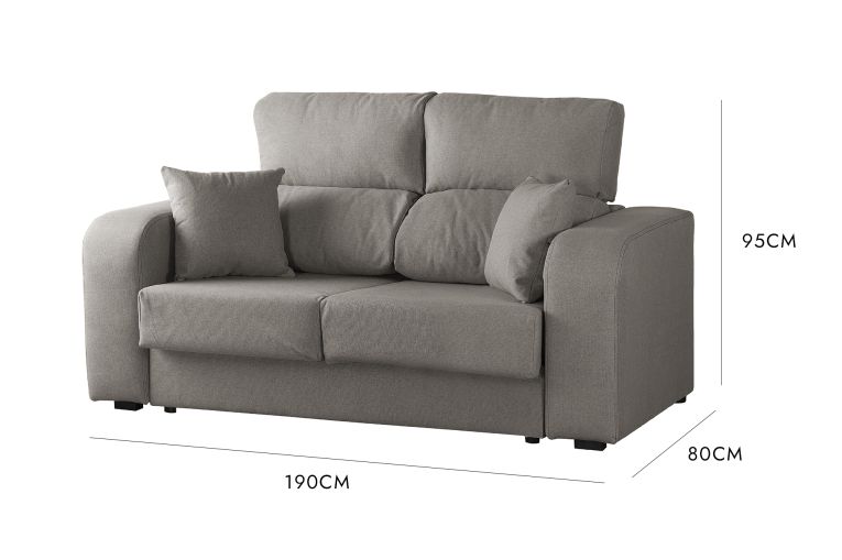 Divano con braccioli grigio 190x80x95h cm - Quarzo