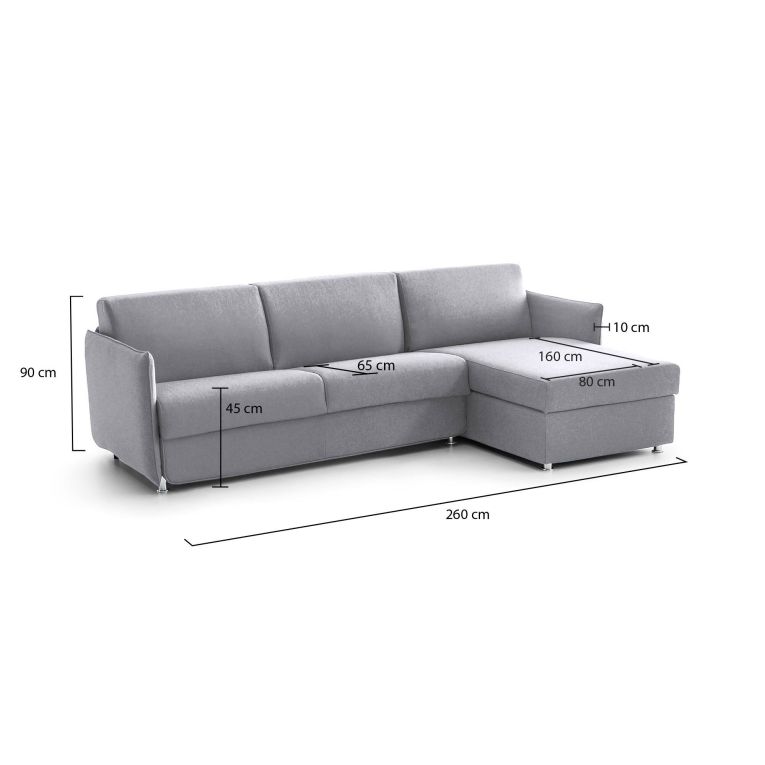 Divano con braccioli grigio 260x160x90h cm - Posina