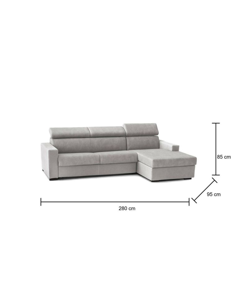 Divano con braccioli grigio 260x95x85h cm - Angera