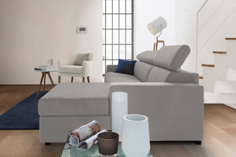 Divano con braccioli grigio 260x95x85h cm - Angera