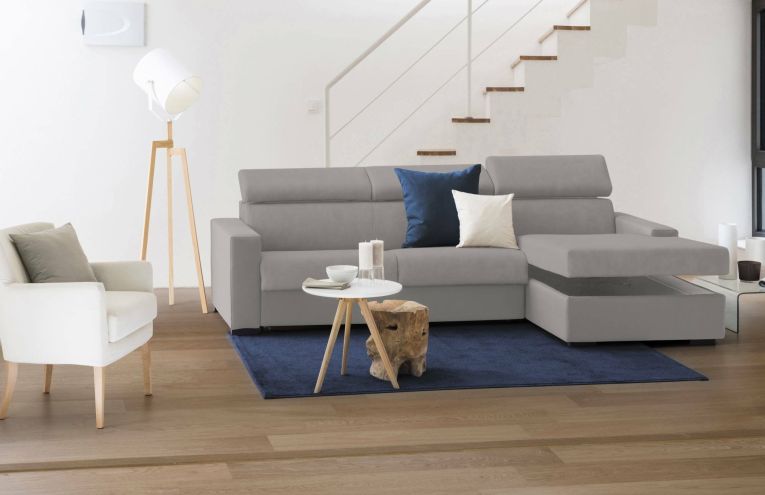 Divano con braccioli grigio 260x95x85h cm - Angera
