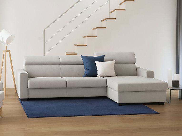 Divano con braccioli grigio 260x95x85h cm - Angera