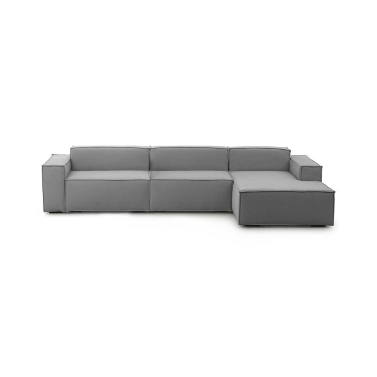 Divano con braccioli grigio 340x170x70h cm - Asvaldo
