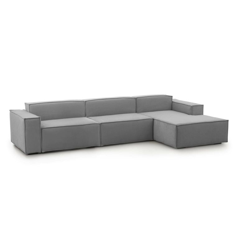Divano con braccioli grigio 340x170x70h cm - Asvaldo