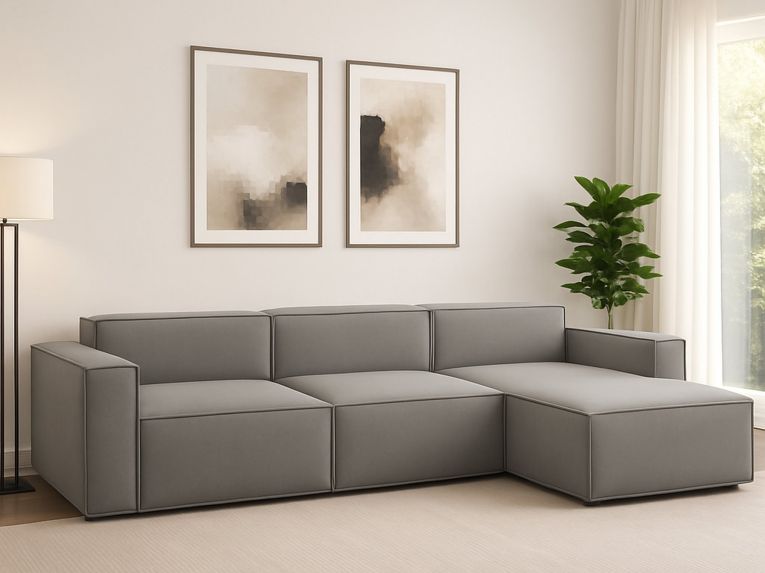Divano con braccioli grigio 340x170x70h cm - Asvaldo