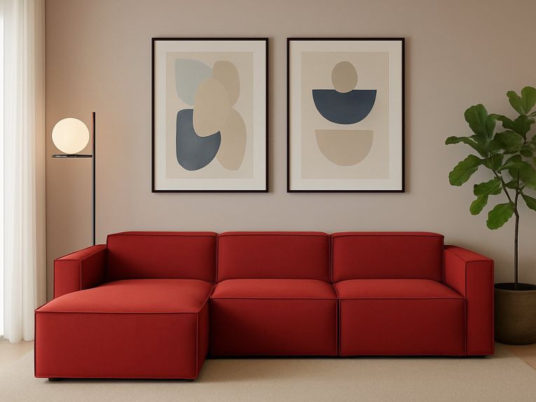 Divano con braccioli rosso 340x170x70h cm - Atrillo