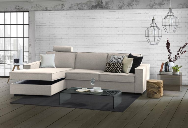 Divano con braccioli tortora 260x95x90h cm - Sodalite