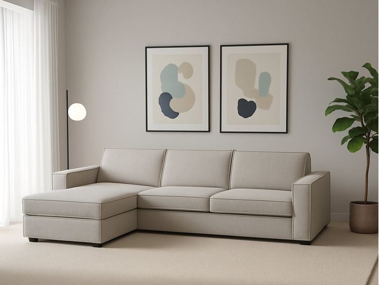Divano con braccioli tortora 280x95x90h cm - Anila
