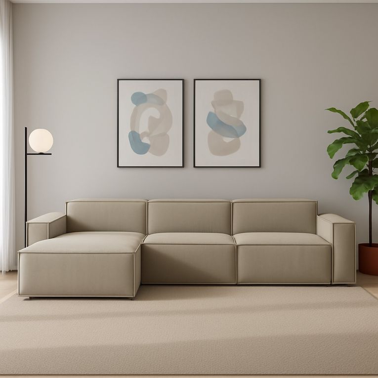 Divano con braccioli tortora 340x170x70h cm - Atrillo