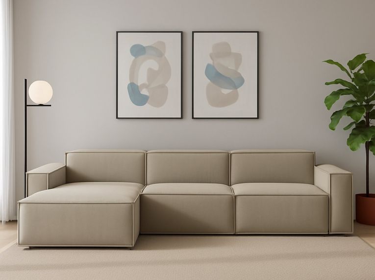 Divano con braccioli tortora 340x170x70h cm - Atrillo