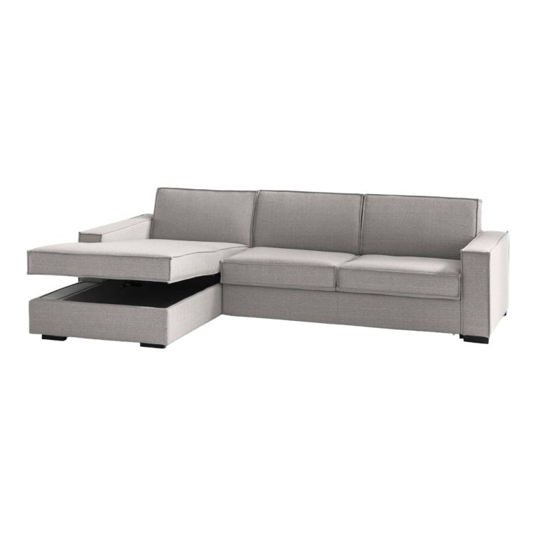 Divano con contenitore grigio 260x95x90h cm - Sodalite