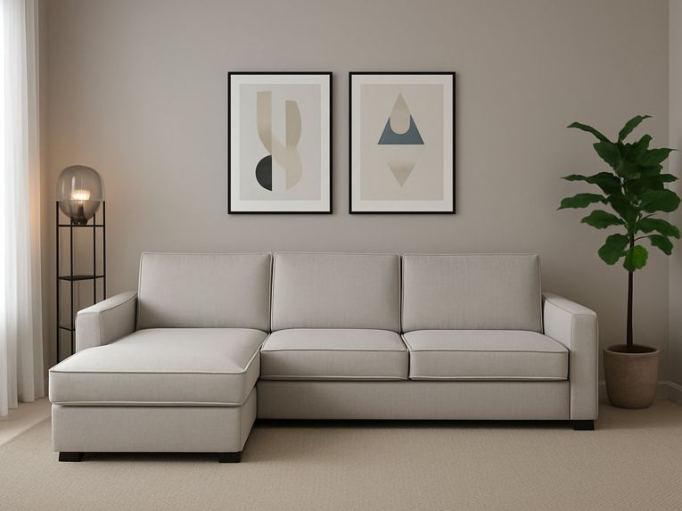 Divano con contenitore grigio 260x95x90h cm - Sodalite