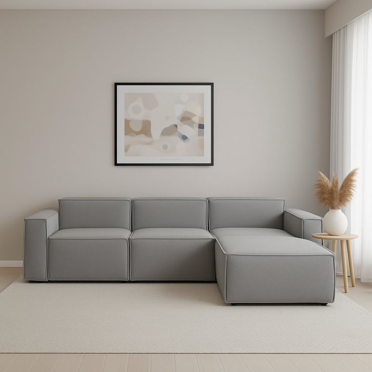 Divano con penisola grigio 300x170x70h cm - Ananas