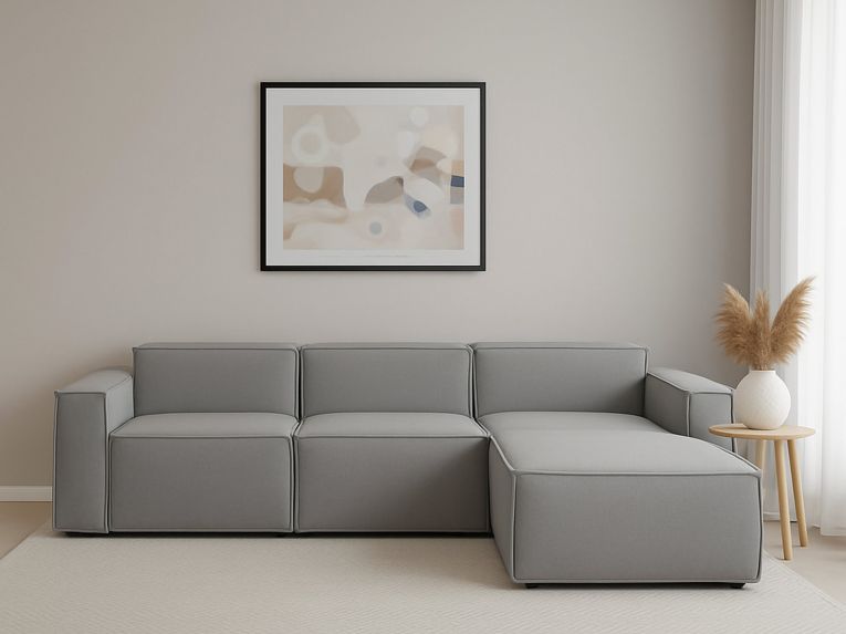 Divano con penisola grigio 300x170x70h cm - Ananas