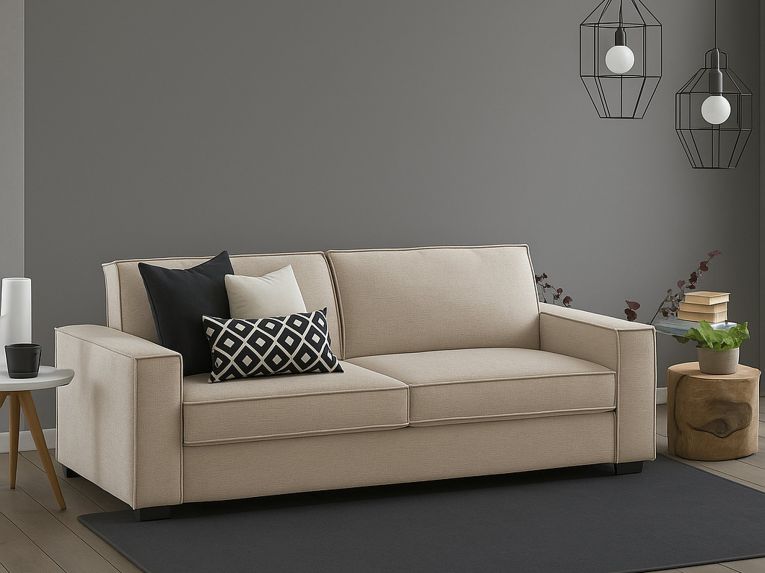 Divano con portacuscini beige 180x95x90h cm - Ayramah