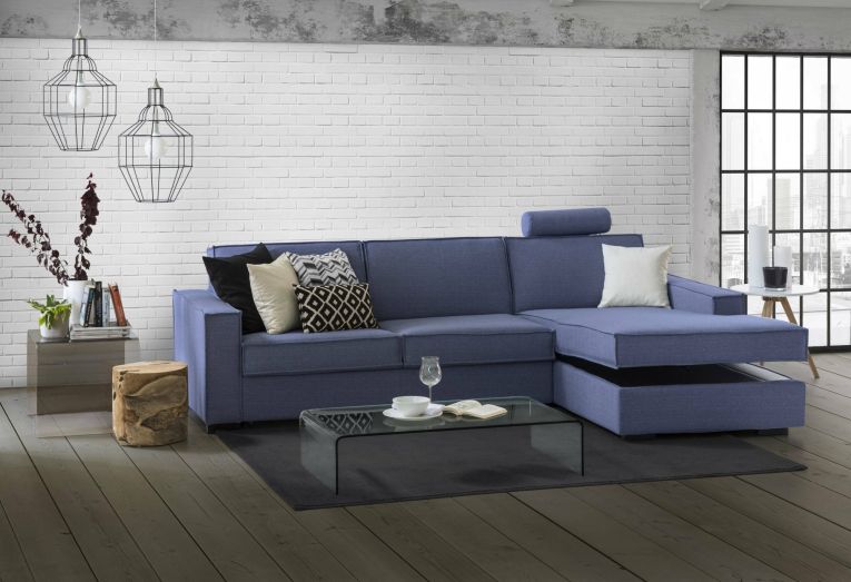 Divano contenitore blu 260x95x90h cm - Assobasso