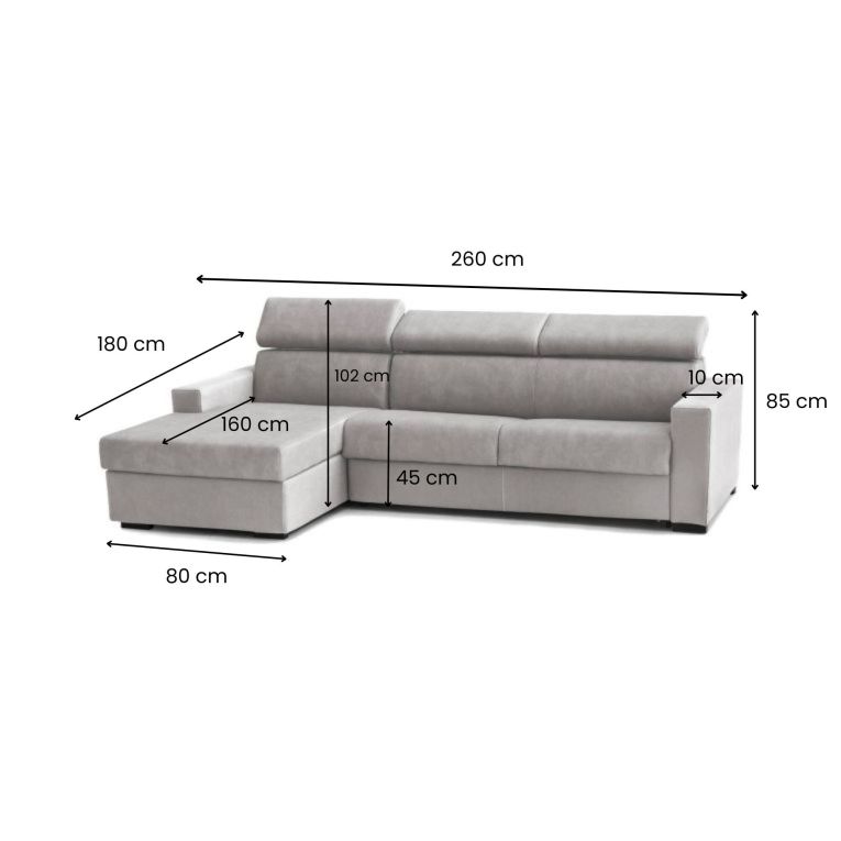 Divano contenitore grigio 260x95x85h cm - Aryaly