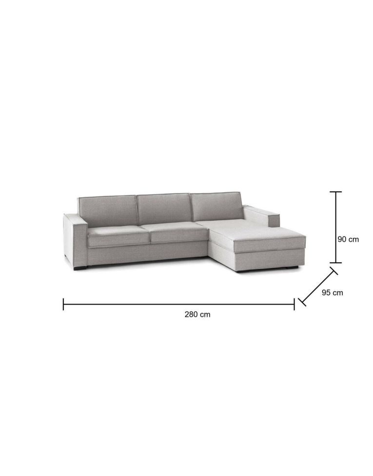 Divano contenitore grigio 280x95x90h cm - Ametrino