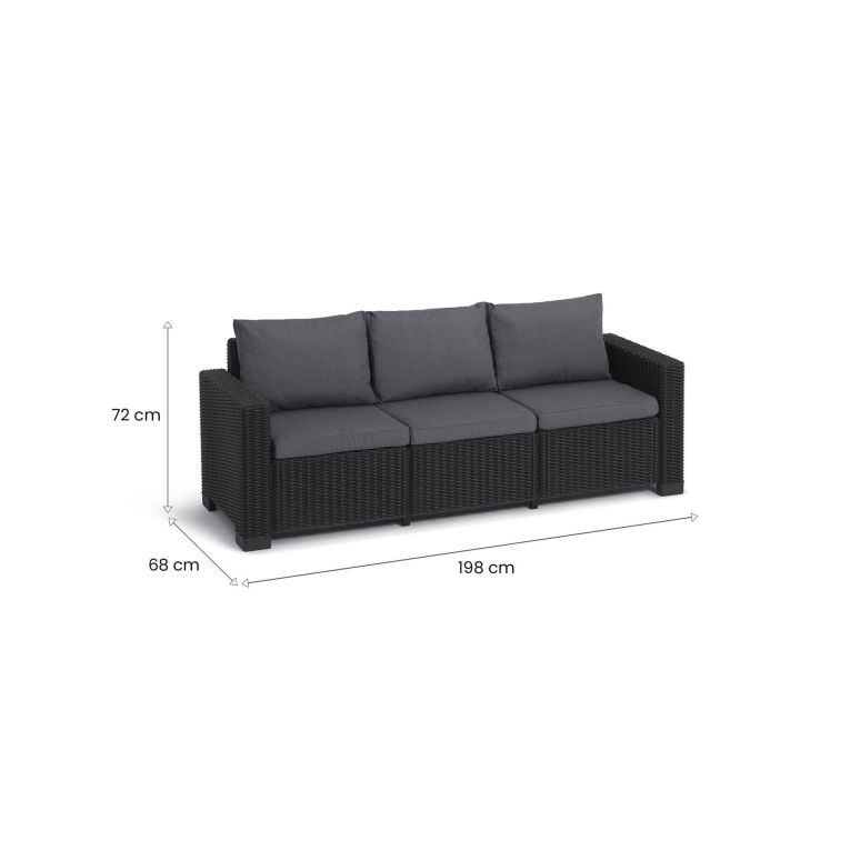 Divano da esterno Melfort, 198x68 h72 cm, Antracite