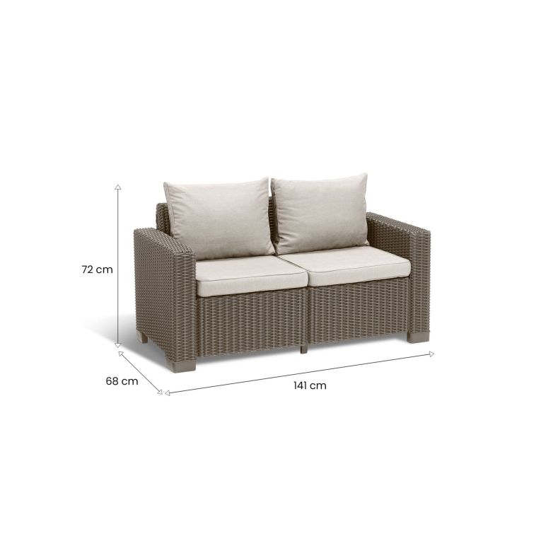 Divano da esterno Roberval, 141x68 h72 cm, Tortora