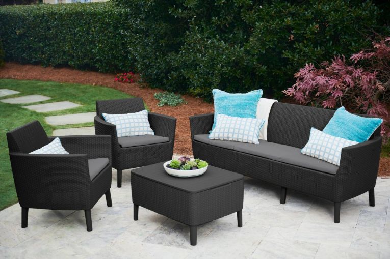 Divano da esterno Tufino, Sofà da giardino, Divanetto outdoor, Divano per terrazzo, 187x67 h76 cm, Antracite