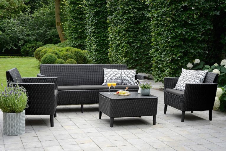 Divano da esterno Tufino, Sofà da giardino, Divanetto outdoor, Divano per terrazzo, 187x67 h76 cm, Antracite