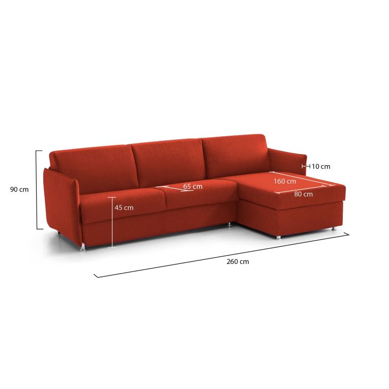 Divano design arancione 260x160x90h cm - Posina