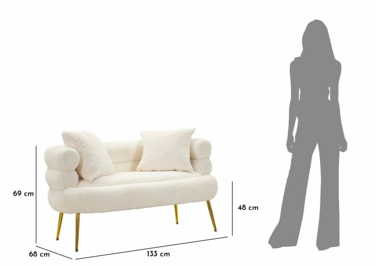 Divano design bianco e oro 133x68x69h cm - Casier