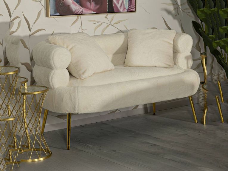 Divano design bianco e oro 133x68x69h cm - Casier
