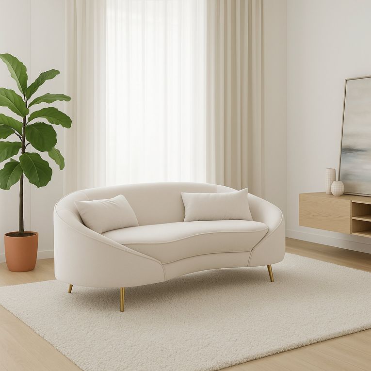 Divano design crema e oro 148x84x68h cm - Gupta