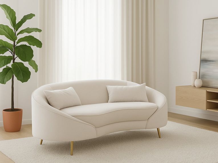 Divano design crema e oro 148x84x68h cm - Gupta