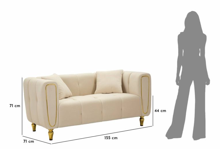Divano design crema e oro 81x155x71h cm - Gandolfo
