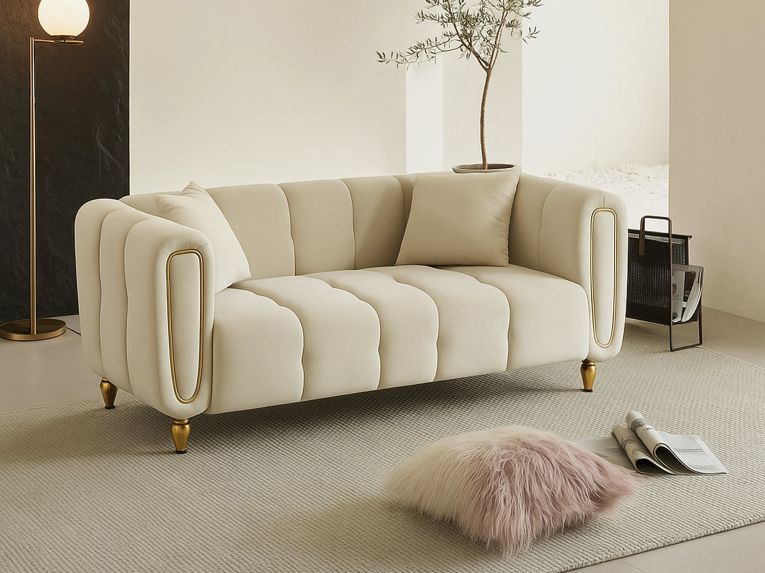 Divano design crema e oro 81x155x71h cm - Gandolfo