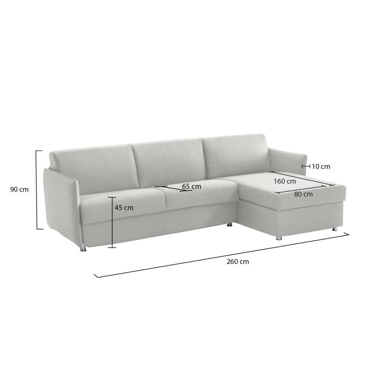 Divano design grigio chiaro 260x160x90h cm - Posina
