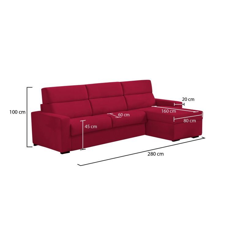 Divano design rosso 280x160x100h cm - Vigonovo