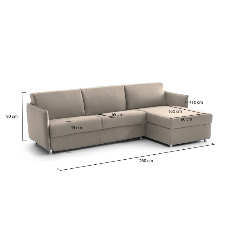 Divano design tortora 260x160x90h cm - Posina