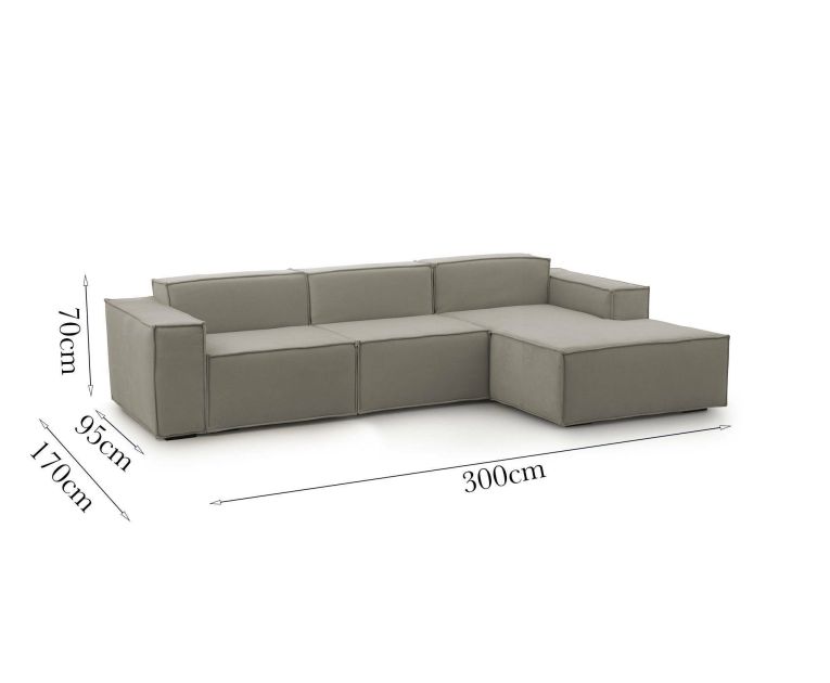 Divano design tortora 300x170x70h cm - Ananas