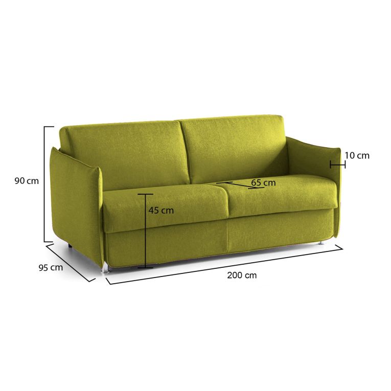 Divano design verde 200x95x90h cm - Severo