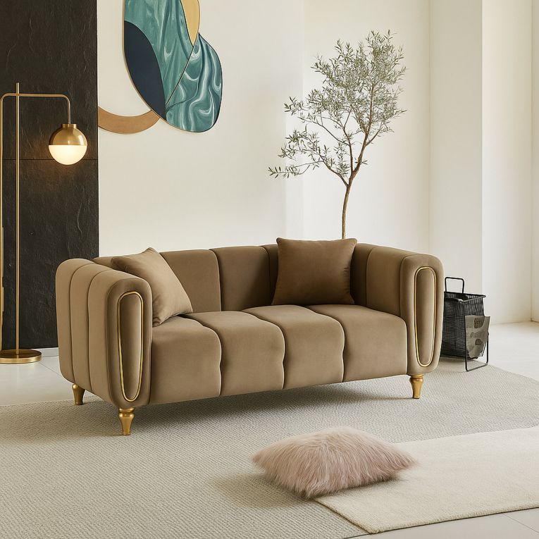 Divano elegante grigio e oro 81x155x71h cm - Gandolfo