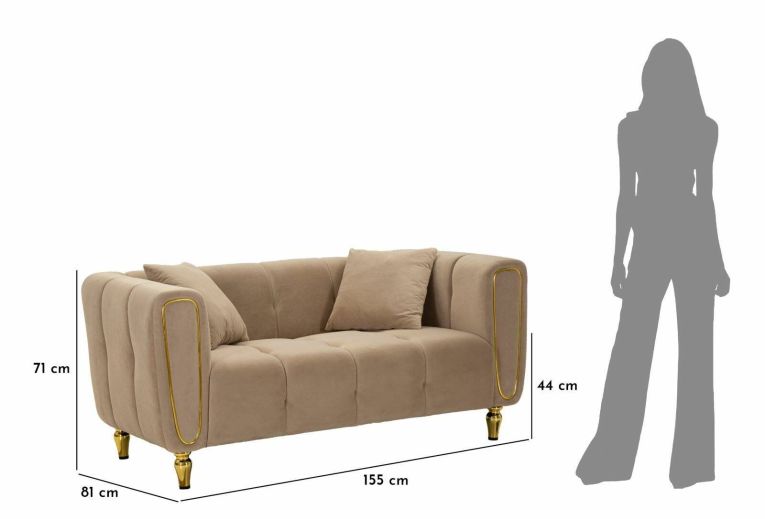 Divano elegante grigio e oro 81x155x71h cm - Gandolfo