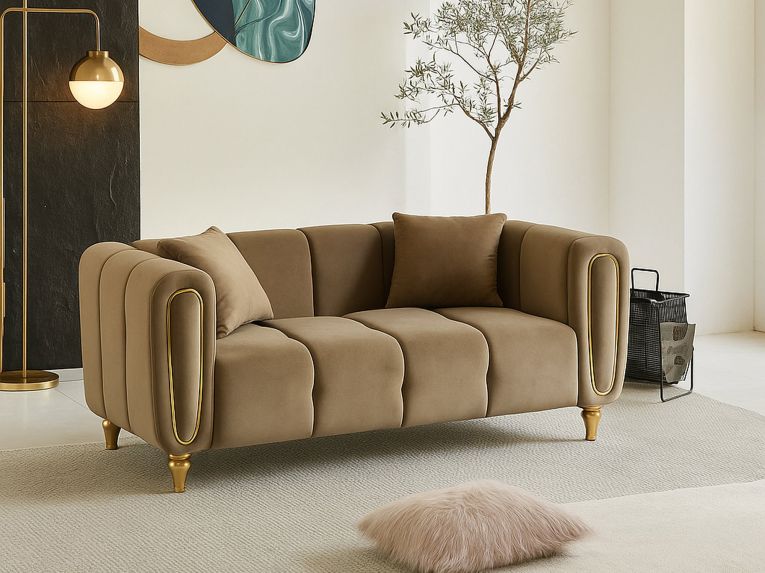 Divano elegante grigio e oro 81x155x71h cm - Gandolfo
