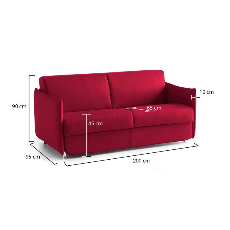 Divano elegante rosso 200x95x90h cm - Severo