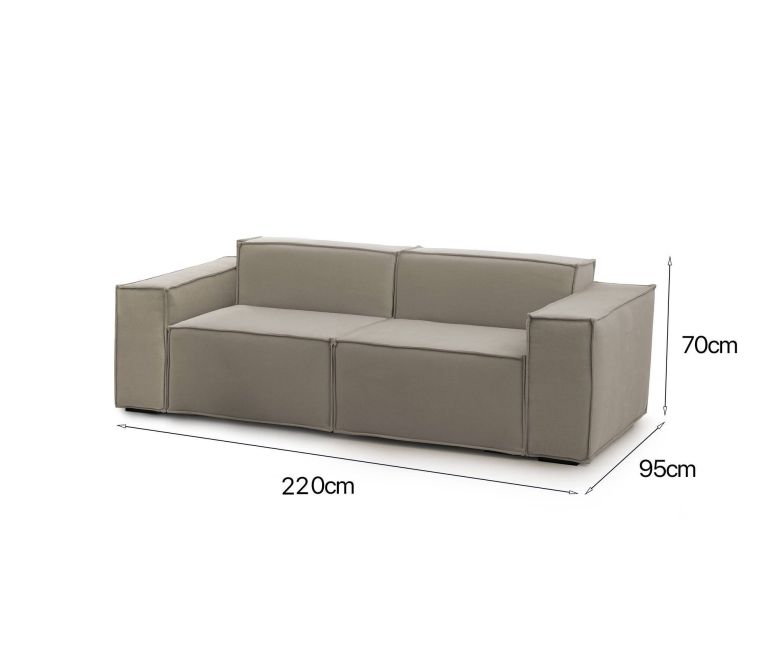Divano elegante tortora 220x95x70h cm - Lepidolite